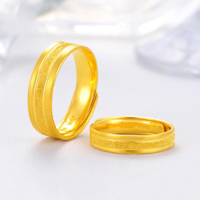 Gold-Plated Brass Ring, Vietnamese Sand Gold Electroplated, Adjustable Frosted Couple Ring. Men s Adjustable Couple Ring