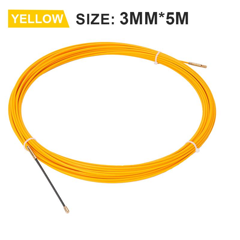 3mm Fiberglass Cable Puller Wall Wire Conduit Fish Tape Yellow Cable Cable guide Electrician Pushing Tape 5M/10M/20M/30M/50M