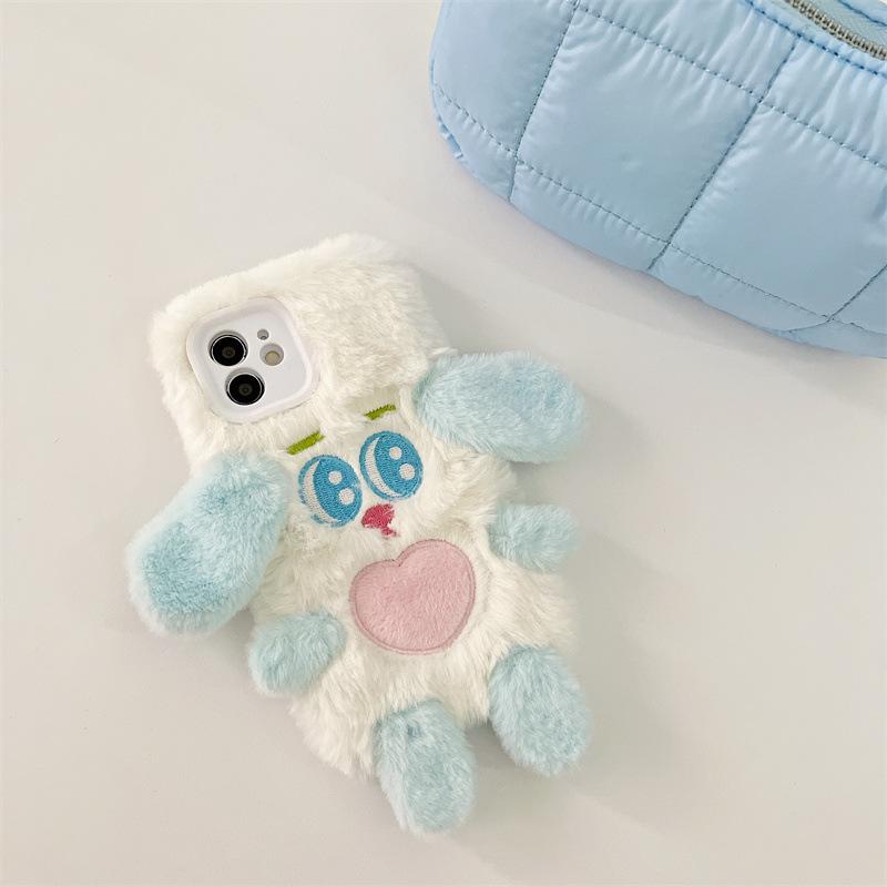 Βελούδινη Φθινοπωρινή/Χειμερινή Θήκη Τηλεφώνου Apple: Χαριτωμένο Σχέδιο Κινουμένων Σχεδίων, Προστασία από Πτώσεις για Μοντέλα iPhone 8 έως 14 Pro Max.