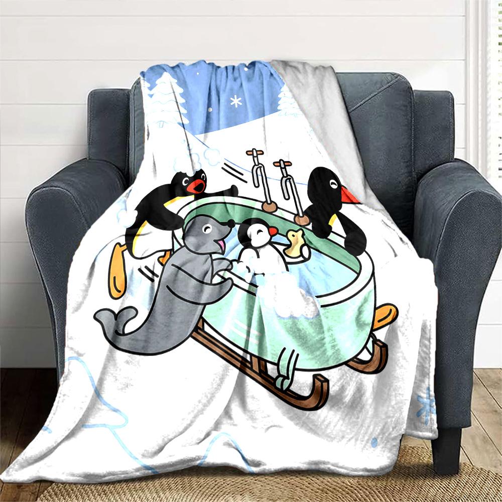 1pc Pingu3 Blanket, Gift, for Men and Women, Soft Blanket, Good for Sofa Bed Couch Travel, Lightweight Flannel Blanket