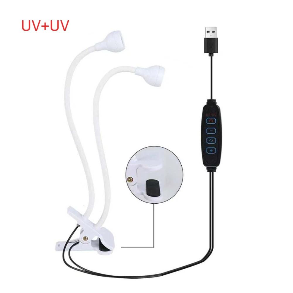 

Ночник Гусиная шея Лампа для ногтей USB Лампа-клипса УФ-отверждаемая Фиолетовая лампа Светодиодная настольная лампа для сушки геля Style 2 White
