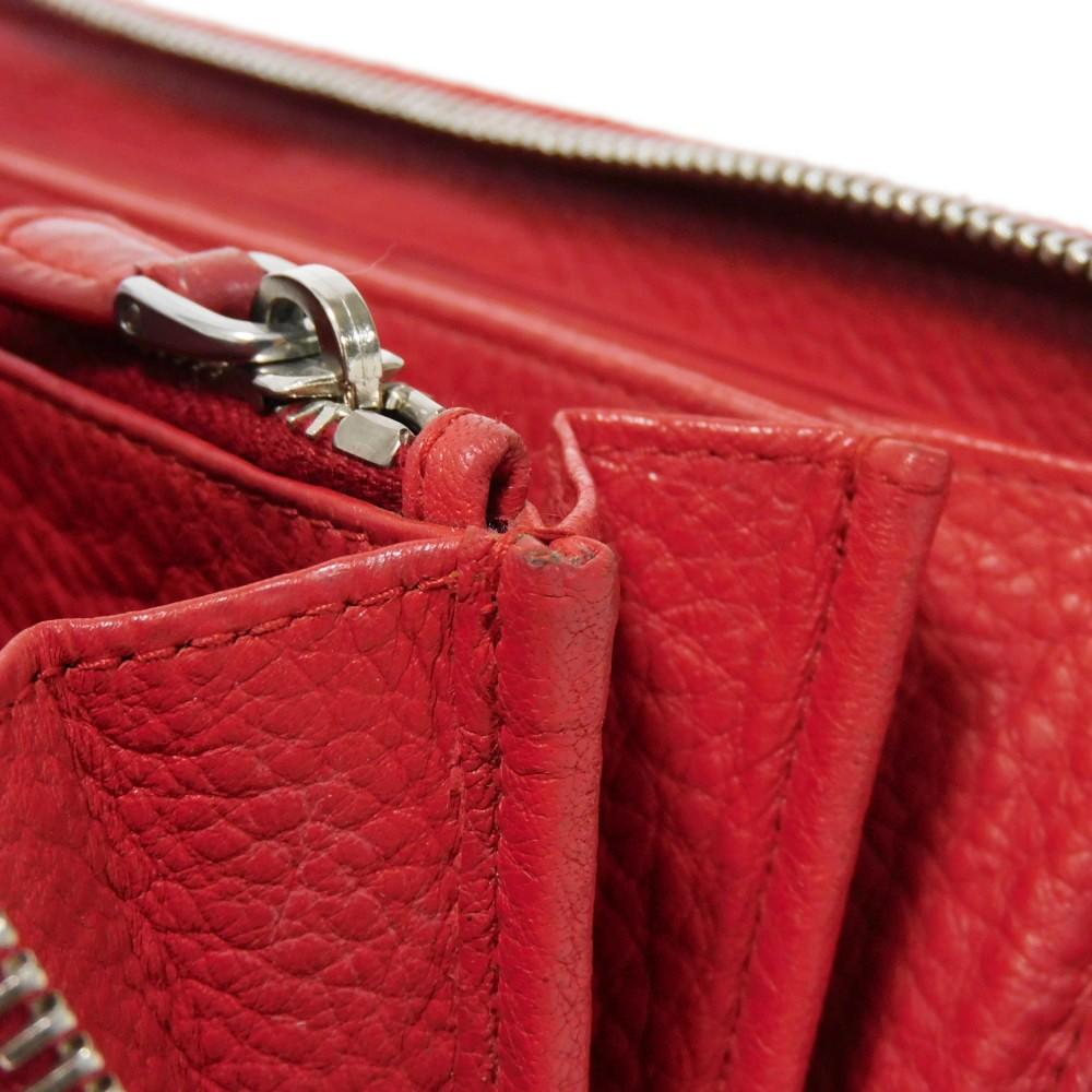 Used 11569 Vitello Phoenix Zip Around Wallet 1ML506 2E8V F001 7940 Red Zip Around Logo Metal Rosso Unisex from Japan