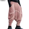 INCERUN Men Elastic Waist Splicing Casual Long Drop-crotch Pants Trousers