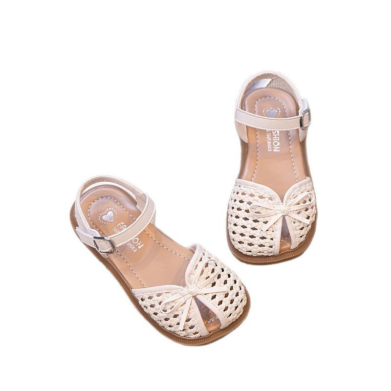 Girls Bowknot Closed Toe Soft Sole Korean Style Sweet Princess Kids Sandals