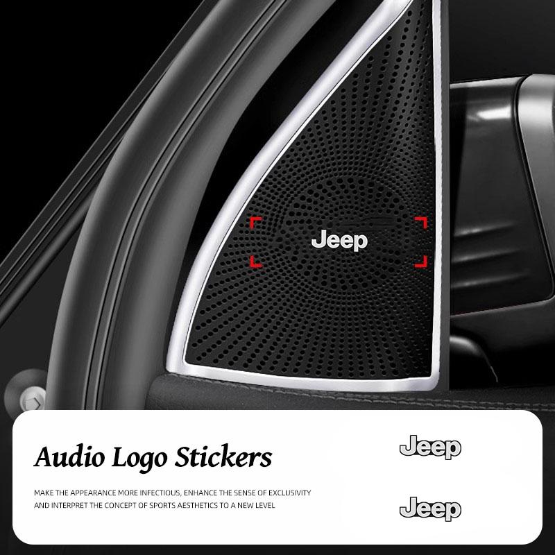 Car Speaker Metal Stickers Interior Decoration Decals For Jeep Grand Cherokee Wrangler JK Gladiator Compass Renegade Wagoneer