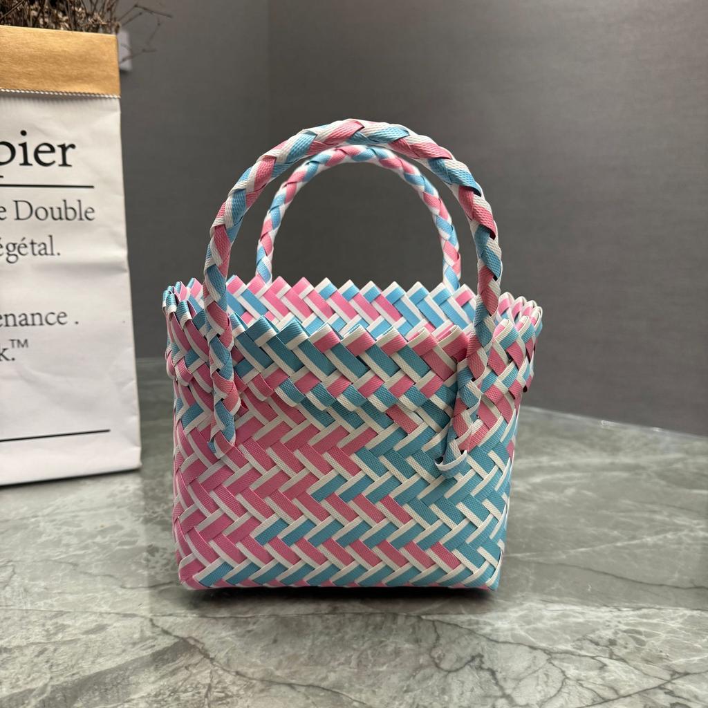 Plastic Woven Handbag Woven Basket Souvenir Basket Bag Beach Women's Bag