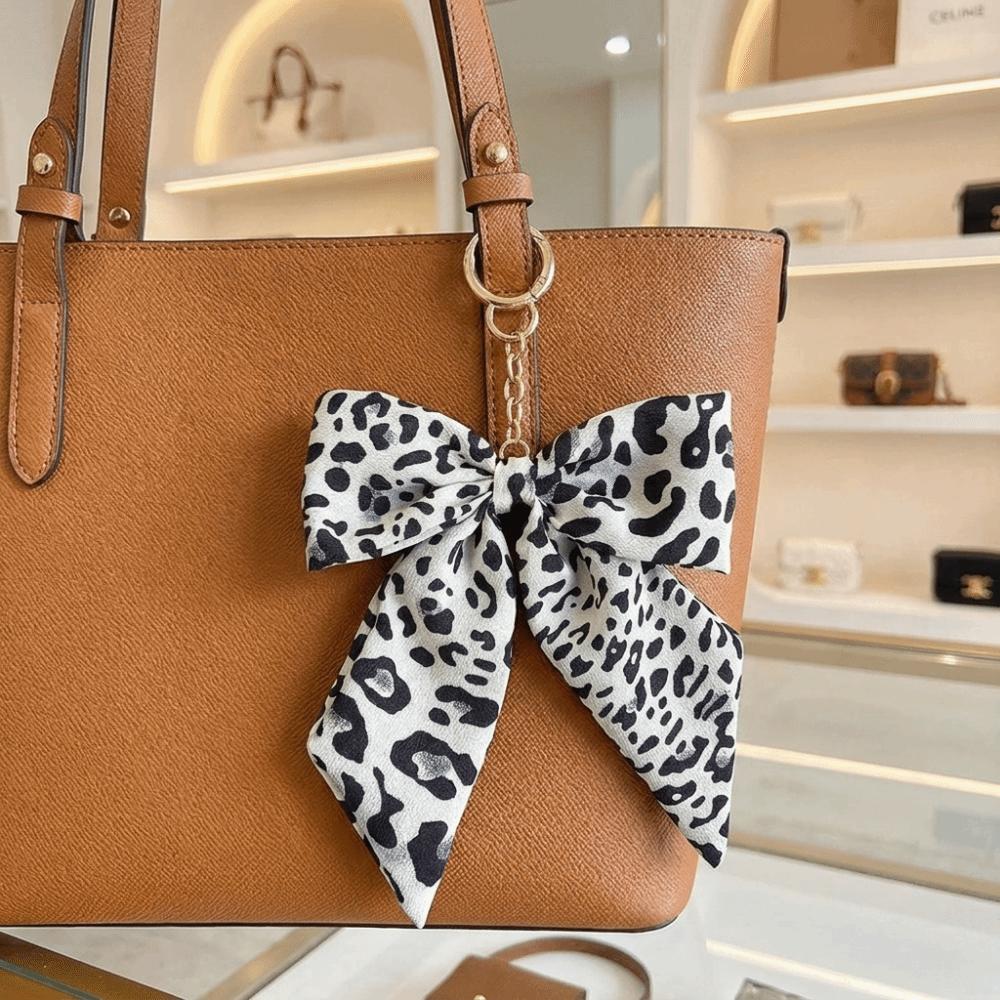 Fabric Leopard Print Keychain Zinc Zinc Zinc Alloy Keyring Accessory Y2K Style Bow Bag Charm Car Keys