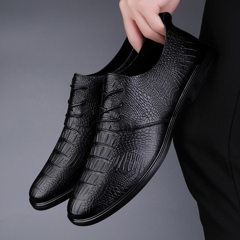 Fashion Comfort Mens Loafers Genuine Leather Slip on Black Casual  Business Dating Formal Party Office Fashion  Business Lace-up Shoes