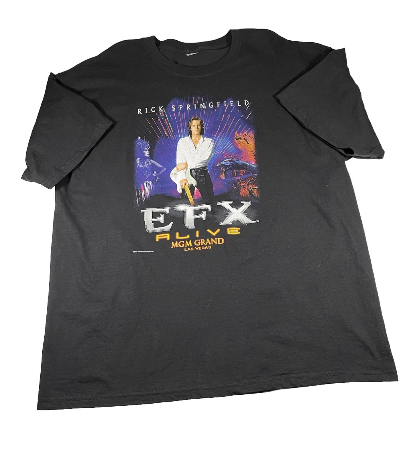 Vtg Y2K Rick Springfield EFX Alive  2XL Las Vegas 2001 Mgm Grand Hotel Show Unisex T-Shirt XL