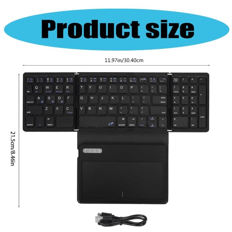 Foldable Keyboard BT3.0 Wireless With Integrated Touchpad And Numpad Long Battery Service For 30Hrs Uninterrupted Work