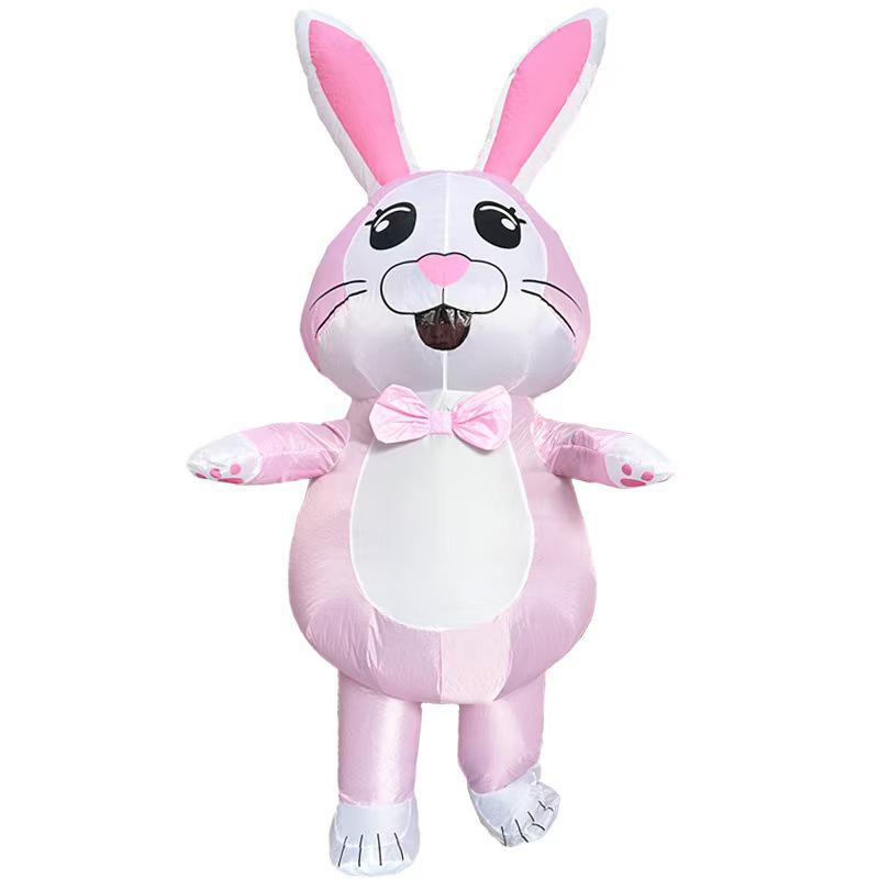 Cycling Style Full Body Easter Bunny Inflatable Costume - Blue Pink Festival Cosplay Doll