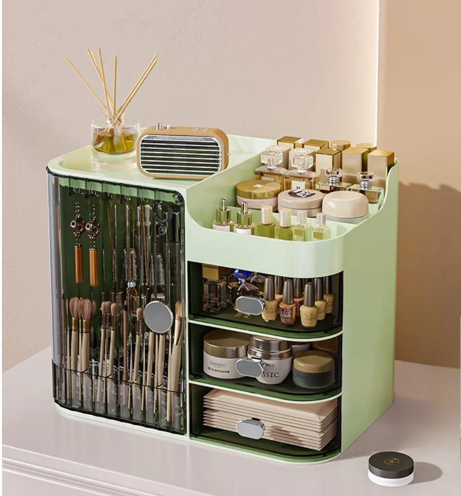 Cosmetic Organizer Makeup Storage Box Drawer Layers Luxury Desktop Storage Cabinet Table Dustproof Lipstick Powder Storage Box