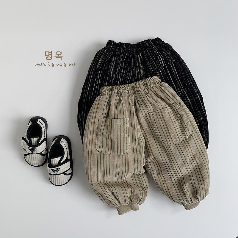 Kids Corduroy Fleece Lined Thickened Warm Casual Winter Pants For Boys And Girls