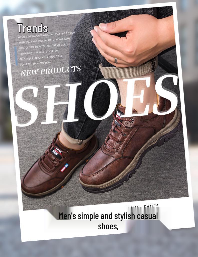 Men's Winter Velvet-Lined Leather Snow Boots - Warm, Thick-Soled, Casual Outdoor Sports Shoes