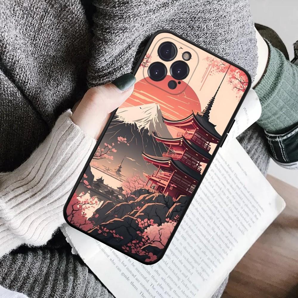 Japanese Landscape Phone Case For IPhone 16 15 8 7 6 6S Plus X SE XR XS 14 11 12 13 Mini Pro Max Mobile Case