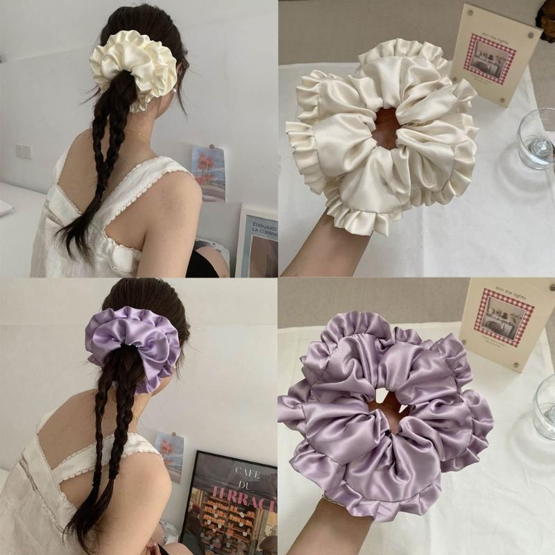 Fashion Extra Large Satins Hair Ties  Oversize Hair Band Hair Scrunchie Ponytail Holders Elastic Hair Accessories
