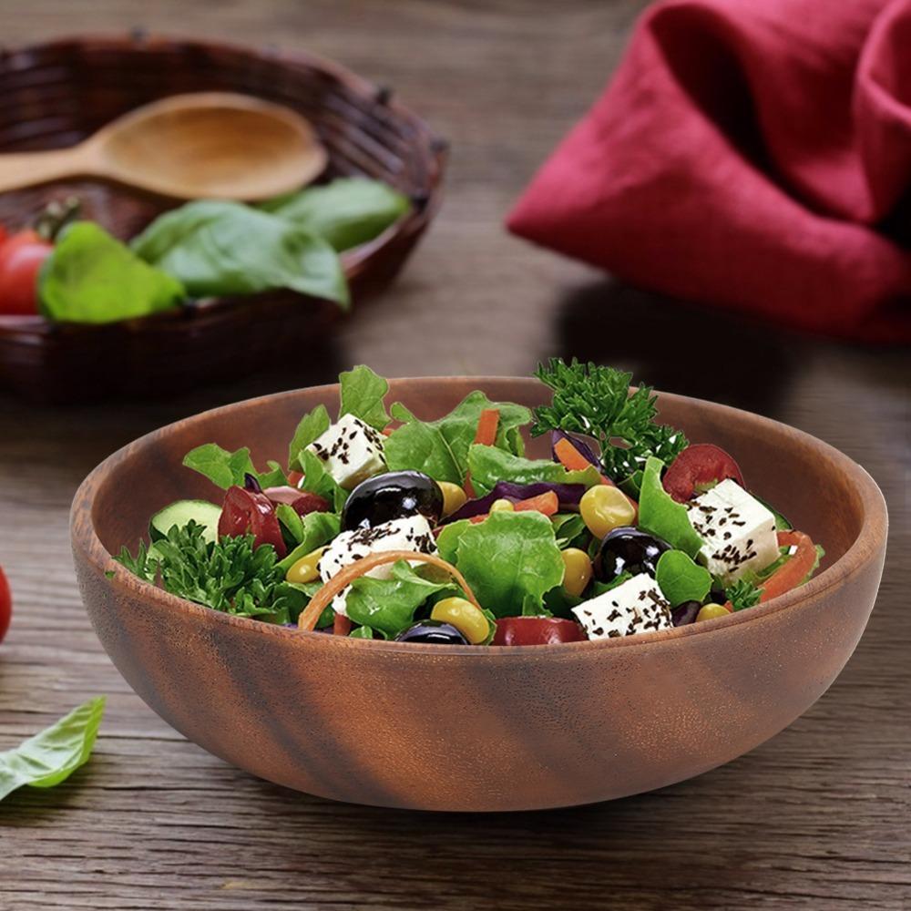 Smooth Salad Bowl Wooden Soup Bowl Reusable Rice Noodle Bowl  Salad Prep
