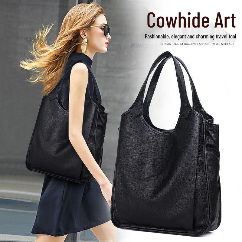 Women's Soft Leather Tote Bag 2025 - Large Capacity Genuine Cowhide Shoulder Handbag