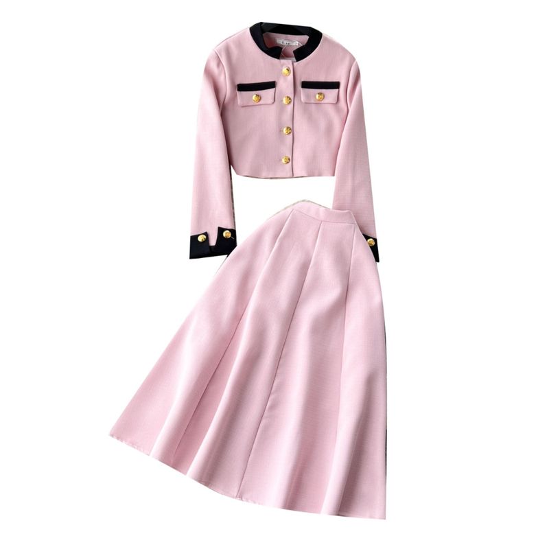 Classic Style Metal Suit Outwear High Waist Slimming Breasted