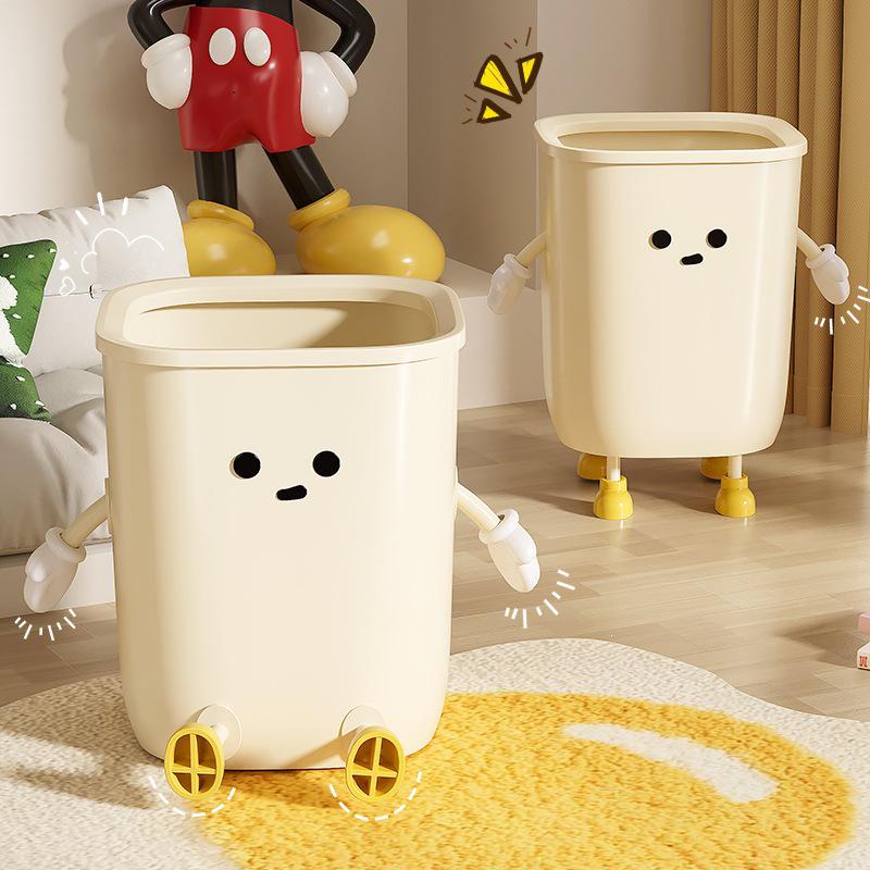 Cute Cartoon Trash Can with Paper Holder - Large Capacity for Home, Dorm, or Bedroom Use