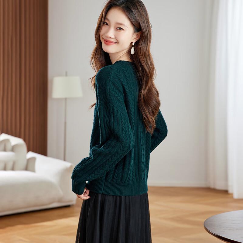 Srcr Women's 100% Wool Thick Cable Knit Sweater