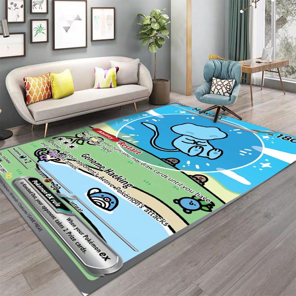 Pokemon Card Pikachu Charizard Print Playful Rug Vibrant Gaming Mat for Living Room Bedroom Sofa Area Home Decor Doormat