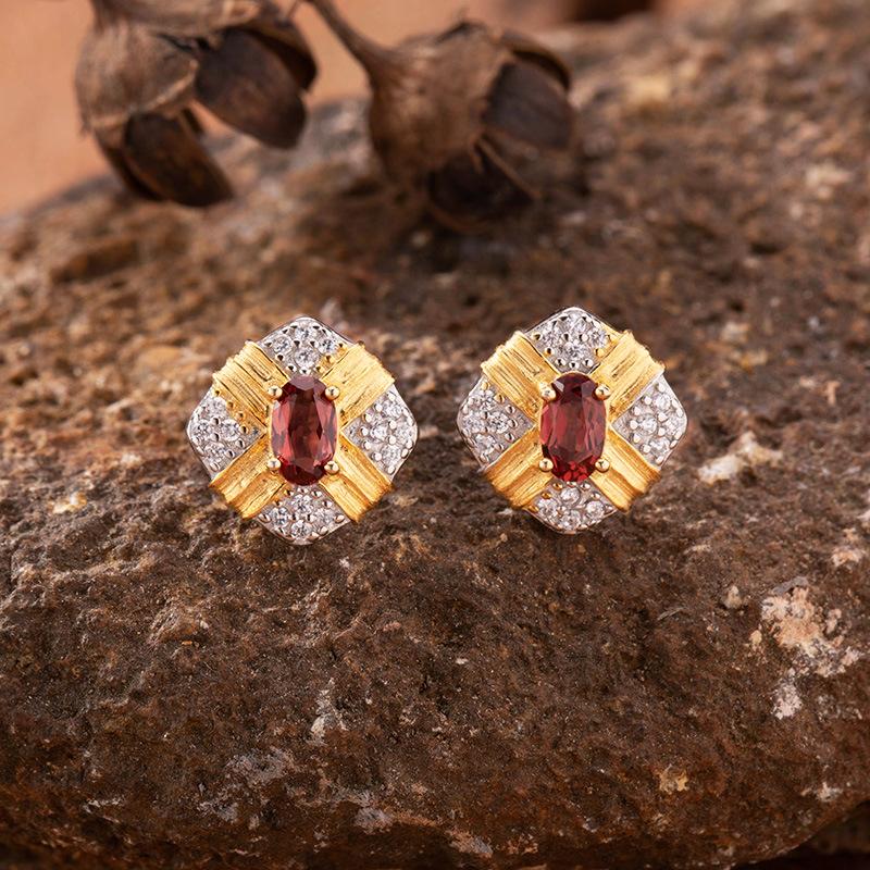 Серьги-сокровища с натуральными сапфиром, танзанитом, гранатом, топазом, женские, цветное разделение, стерлинговое серебро S925, легкая роскошь, премиальное ощущение