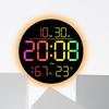 Living Room Wall Clock Large Font Color Changing Clock Atmosphere Light Multifunctional Home Furnishings