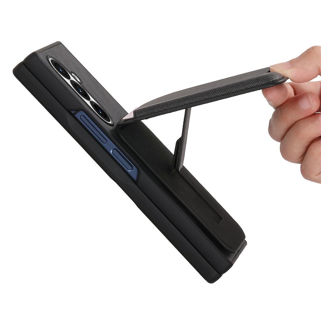 Für Samsung Galaxy Z Fold7 5G Magnetische Hülle Ständer Denim-Textur Leder-Rückseite mit Abnehmbarer Kartenhalter-Tasche
