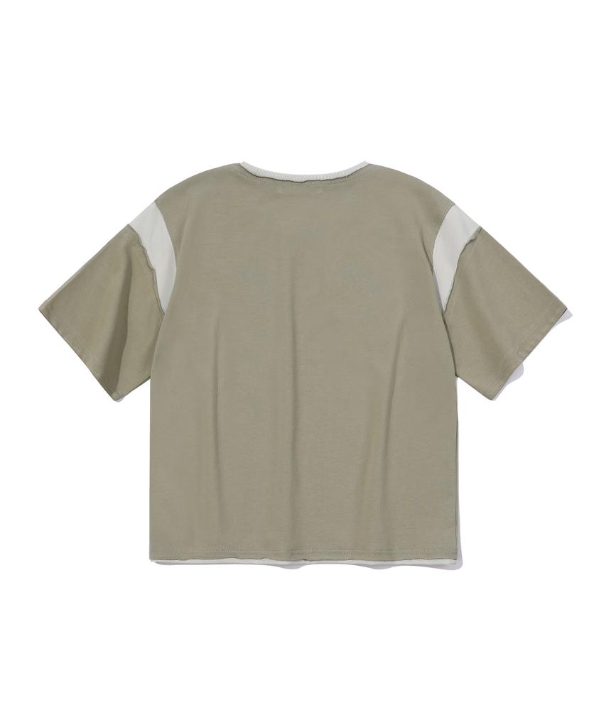 EPISODE UNTITLED Crop Match Colors Logo Print T-Shirt_Mint Khaki