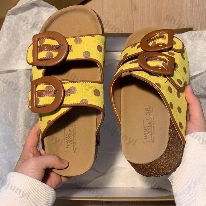 Mode Damen Hausschuhe 2025 Neu Sommer Vintage Höhe Erhöhung Outdoor Sandalen Bequem Rutschfest Mode Schnallenriemen Lässige Ballerinas