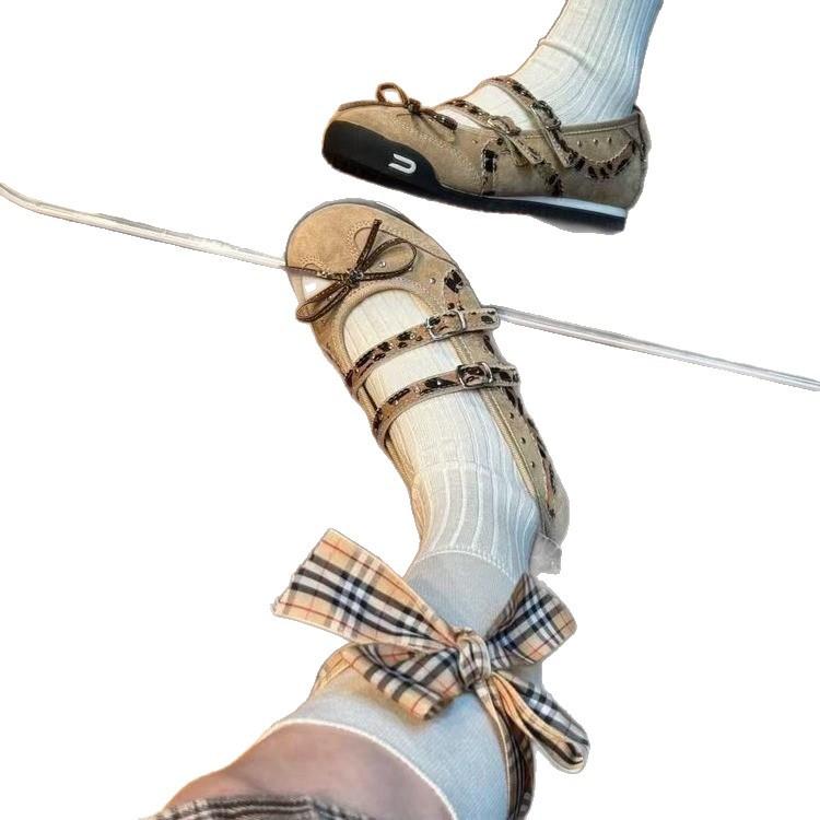 Fashion ballet style sweet single shoes 2025 summer French niche breathable soft sole casual versatile Mary Jane shoes