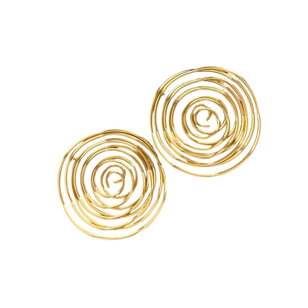 Artistic Openwork Round Earrings Dissymmetry Geometric Twist Iron Alloy Jewelry Comfortable For Office Party Occasions
