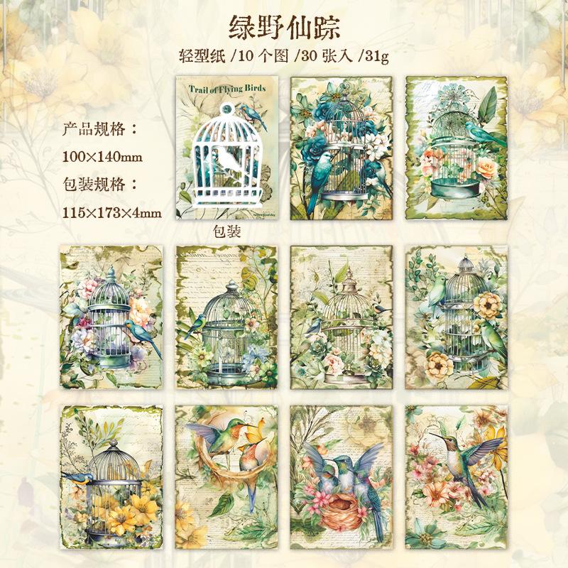 

30 pcs Vintage forest bird Material paper Decorative Diary Album Scrapbooking handmade DIY Background paper