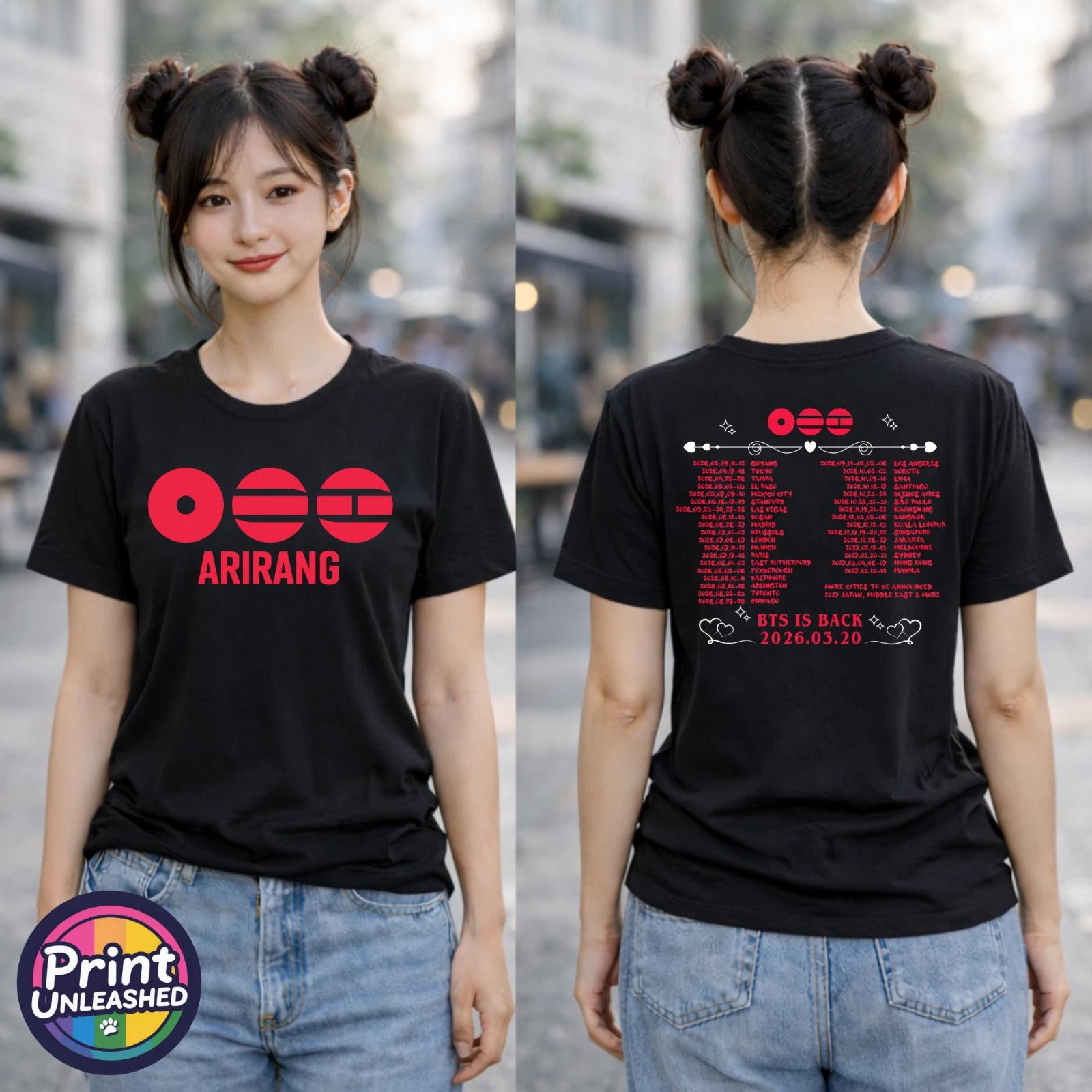 BTS Tour T-Shirt BTS 2026 Graphic Tour Dates & Logo Black Tee Child Adult Teen 3XL