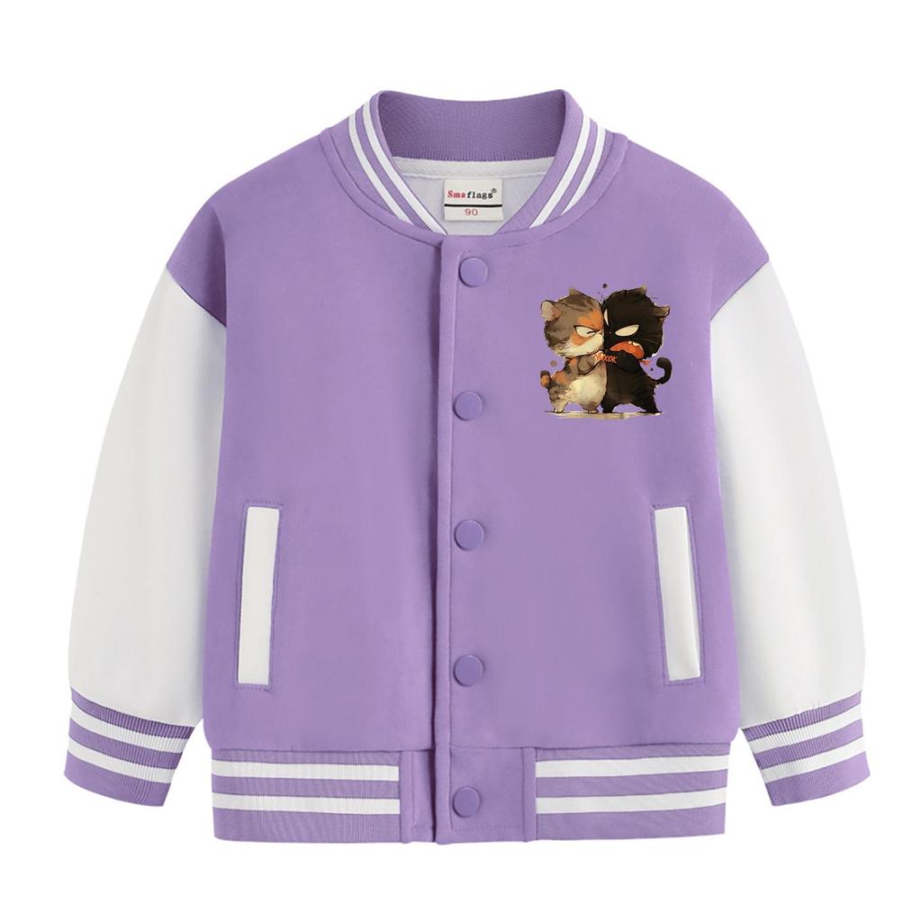 Boys' 2026 Fleece-Lined Baseball Jacket for Spring and Autumn