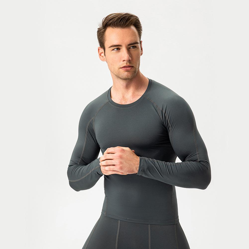 Shirt Men'S Fashionable Slim Fit Solid Color Long Sleeved Business Cotton And Linen Men'S Casual Sports Fitness Base Clothes Top