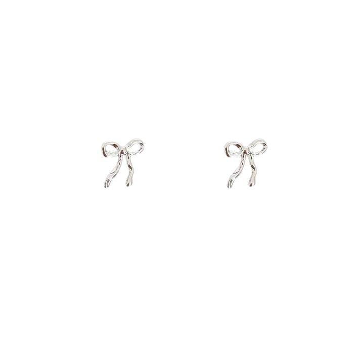 2025 Minimalist Silver Bow Earrings: Elegant, High-End, Unique Design for Women.