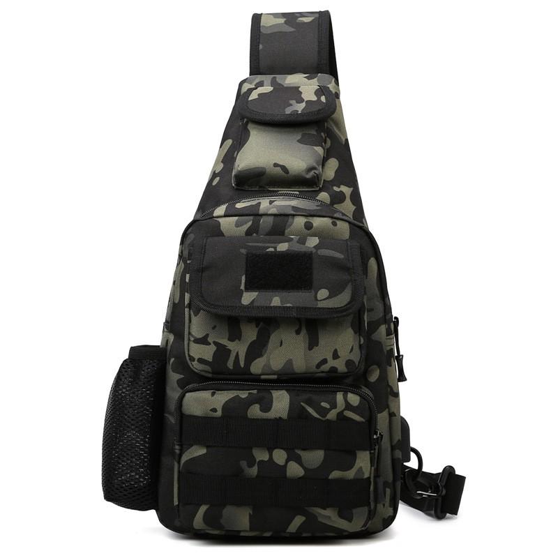 Mens Tactical Crossbody Fishing Bag Outdoor Sports Chest Pack Canvas Multi-Function Utility Pouch Camo