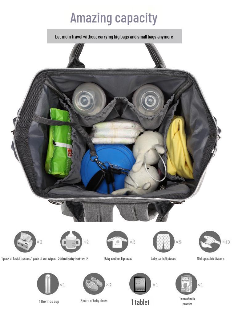 LEQUEEN Multifunctional Large Capacity Mummy Backpack with USB Charging for Moms and Babies