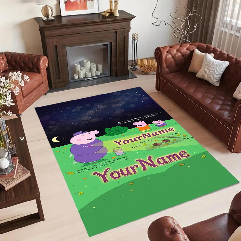 Peppa Pig Personalized Text Floor Rug Office Rug Design for Balcony Hallway Bedrooms Game Room Antislip Carpet Anime Office Decor
