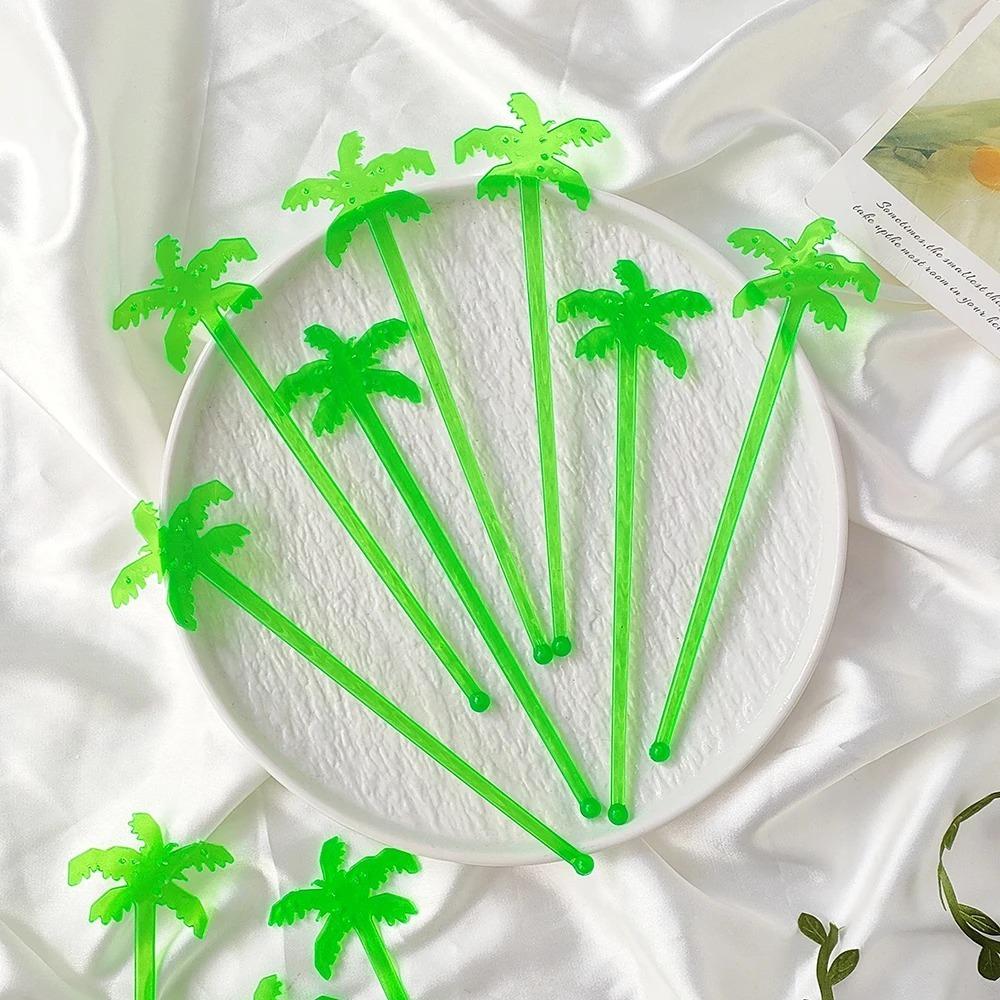 50pcs Colorful Coconut Tree Swizzle Sticks Plastic Summer Juice Drink Stirrers  Night-club Bar