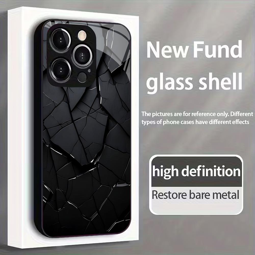 Creative crack pattern tempered glass phone case suitable for iPhone 17 16 15 14 13 12 11 Pro/Max/Plus shockproof back cover