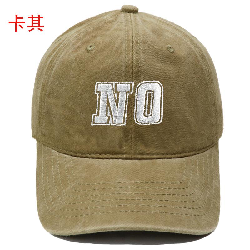 Neue Baseballkappe mit aufgesticktem Buchstaben NO, gewaschene Retro-Kappe für Männer und Frauen, Paar, lässiger Outdoor-Sonnenhut
