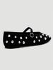 Black Mary Jane Flats, Silver Rivet Decor One-Strap Buckle, Retro Elegant Shoes