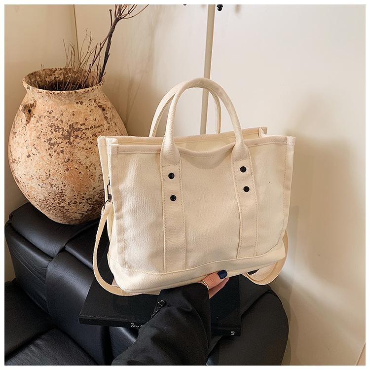 Large Capacity Bag Versatile Casual Canvas Shoulder Bag Internet Celebrity Handbag College Student Fashion Tote Bag Small Square Bag