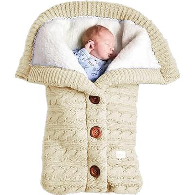 Wool Baby Sleeping Bag, Newborn Knitted Swaddle Blanket, Warm Organic Cotton Winter Sleep Sack for Infants