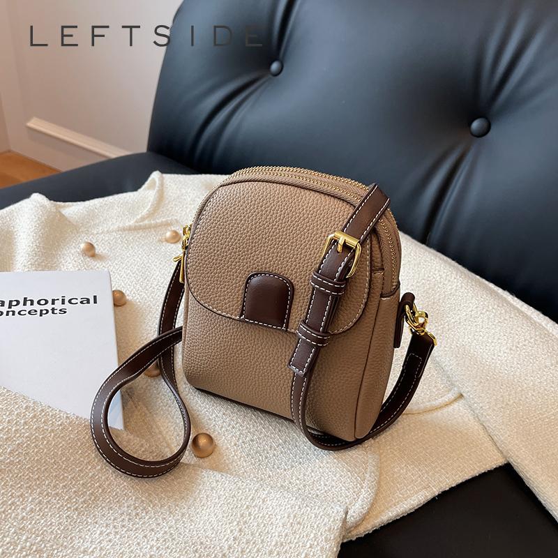 

LEFTSIDE Retro Mini PU Leather Crossbody Bags for Women 2026 Luxury Designer Korean Fashion Female Flap Bag Lady Handbags хаки