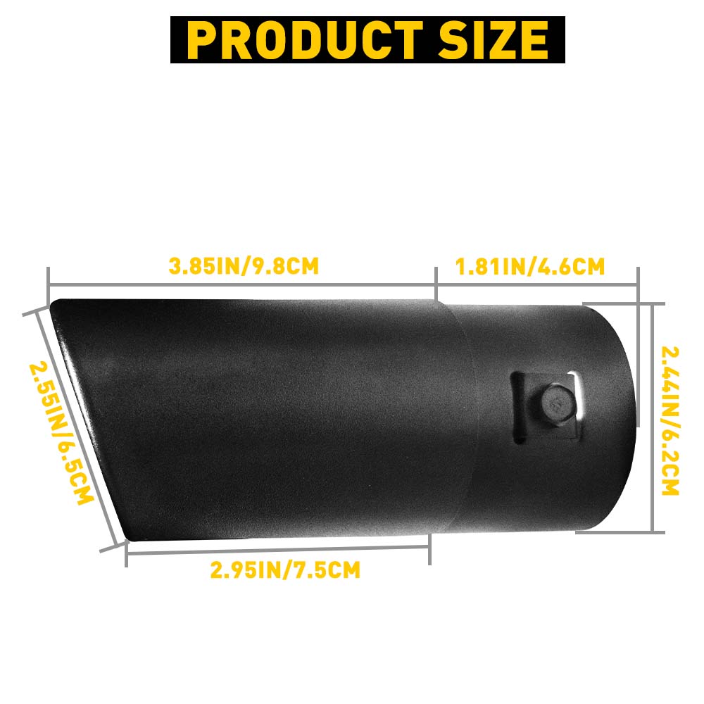 1Pcs Matte Black Car Exhaust Trim Muffler Pipe Tail For 1.5-2.4inch Outlet Tailpipe Stainless Steel Curved Outlet Tail Pipe