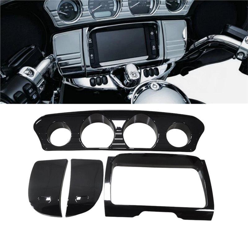 Reliable-For Electra Glide Street Glide FLHX 14-23 Motorcycle Stereo Gauge Panel Kit Gloss Black Accent Trim Cover Panel